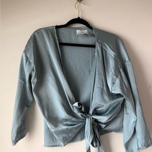 Urban Outfitters Light Blue Wrap Blouse